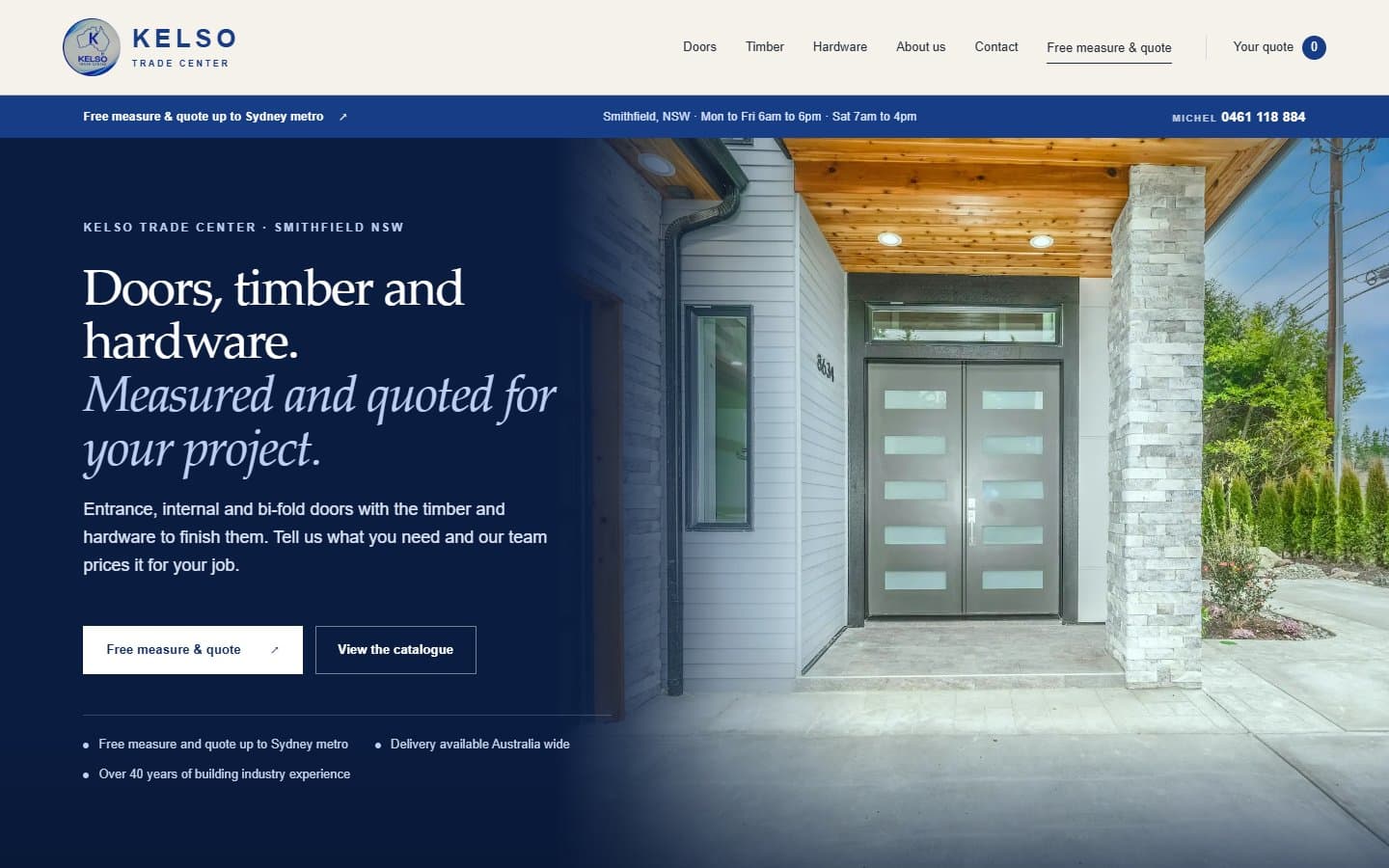 The Kelso Trade Center website homepage