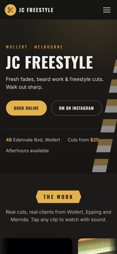 The JC Freestyle website on a phone